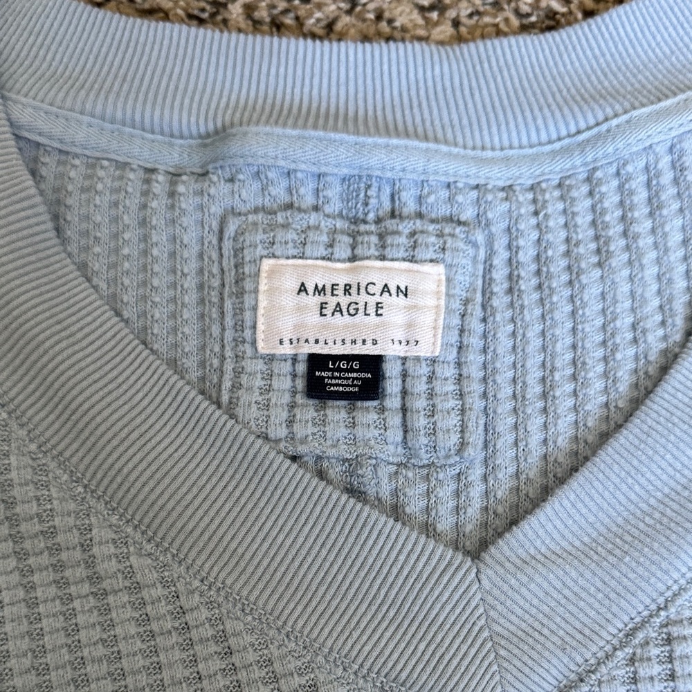 American Eagle Outfitters Light Blue V-Neck Sweater - Picture 2 of 4